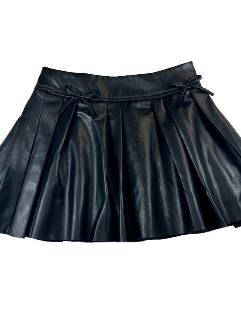 Zara Girl Black Faux Leather Pleated Mini Skirt Size 6-7